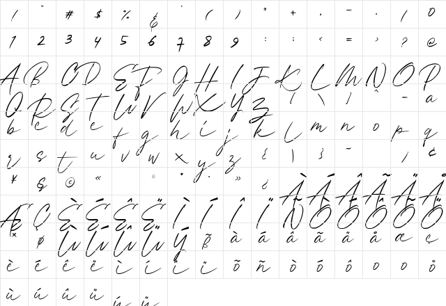 Hayasaka Regular  glyph index