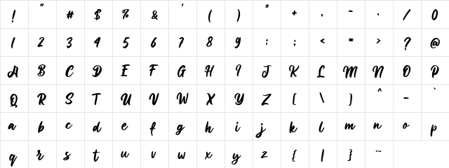 Allisya Regular  glyph index