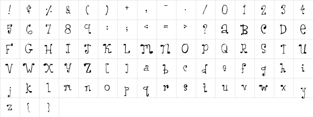 2Peas Thrift Shop Regular  glyph index