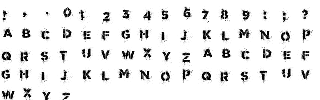 Drunk Millionaire Regular  glyph index