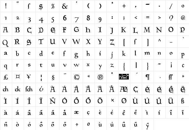 GoudyMedieval-Alternate   glyph index