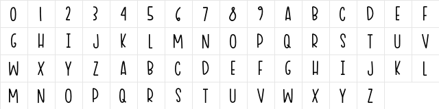 Ciao Adios Regular  glyph index