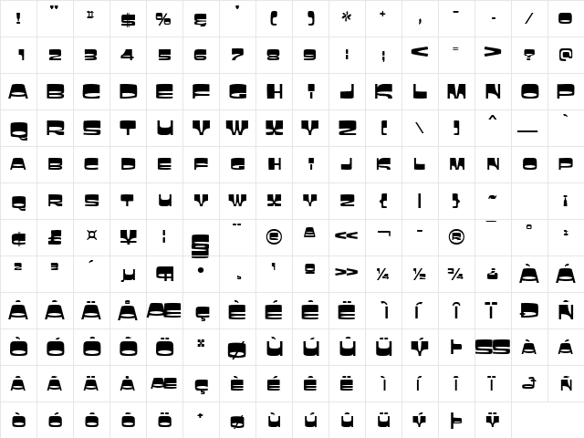 SimpsonSCapsSSK Regular  glyph index