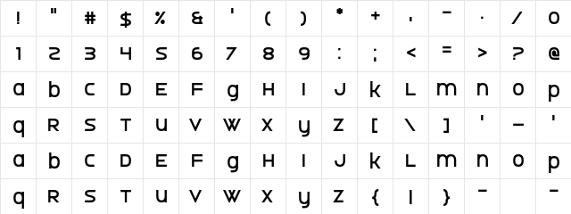 Undersided Regular  glyph index