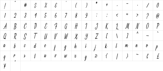 Nangorians Regular  glyph index