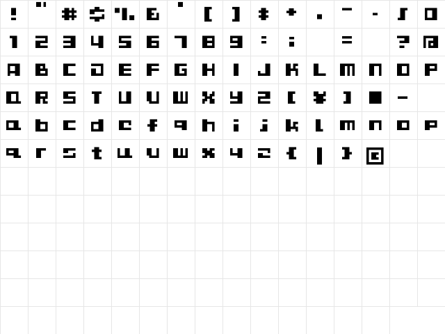 D3 CuteBitMapism TypeB Regular  glyph index