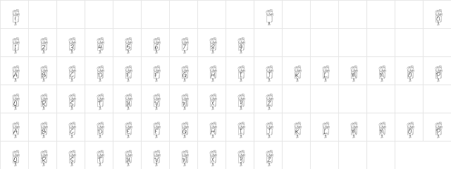 Welcome Regular  glyph index