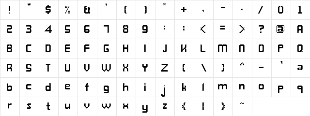 Fortoco Regular  glyph index