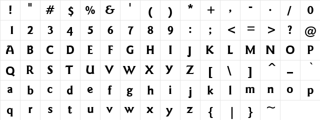 Kamana Regular  glyph index