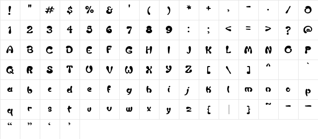 CK Splash Regular  glyph index