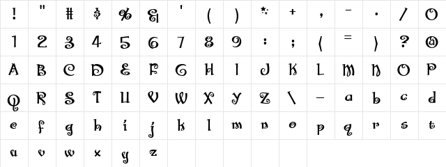 Santas Big Secret BB Regular  glyph index