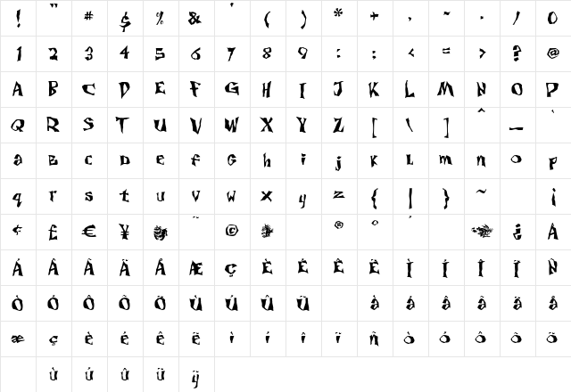 Twitch Regular  glyph index