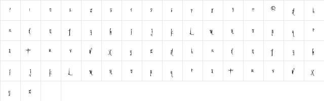 GothicFriends Regular  glyph index