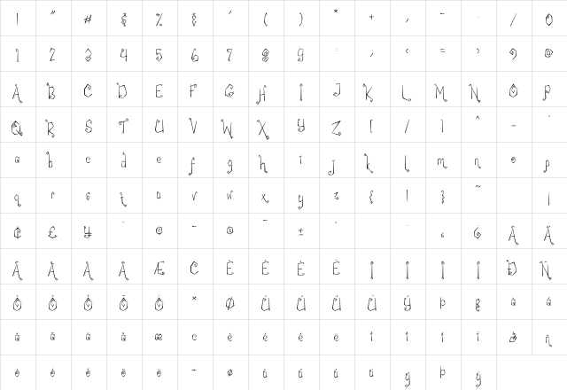 My Witcher Regular  glyph index