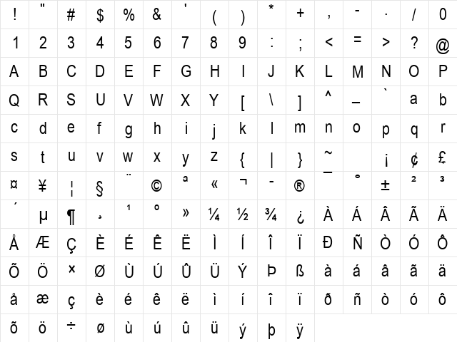 Lotto Love 5 Regular  glyph index