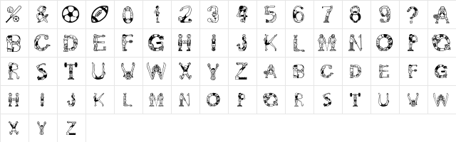 AlphaSports Regular  glyph index
