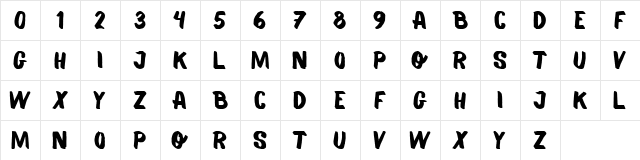 Balmy Regular  glyph index