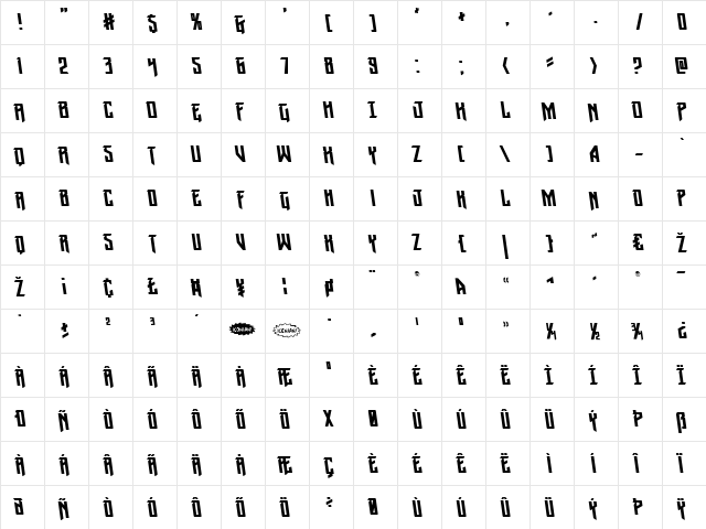 Winter Solstice Leftalic Italic  glyph index