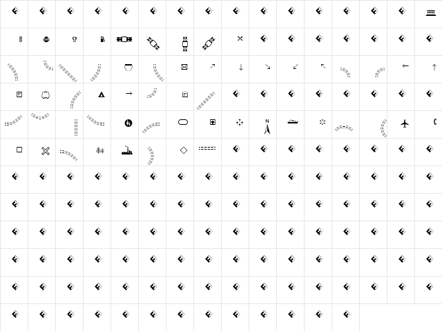Routes A Regular  glyph index