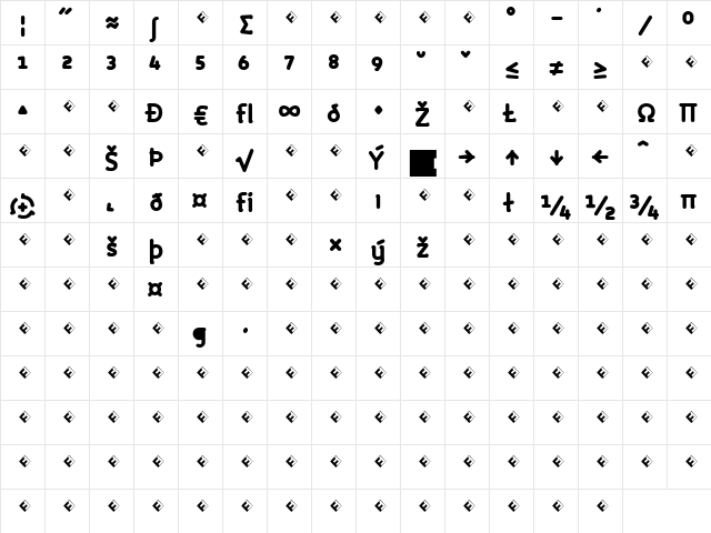 Roice-BlackExpert Regular  glyph index