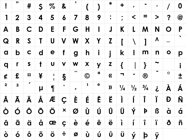 Century Gothic Std Bold  glyph index