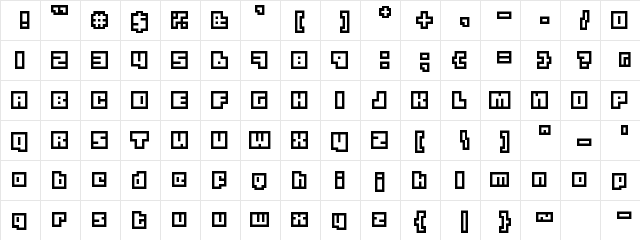 Gubblebum Blocky  glyph index