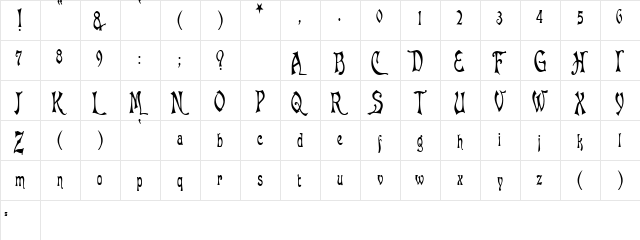 BaphometCondensed Regular  glyph index