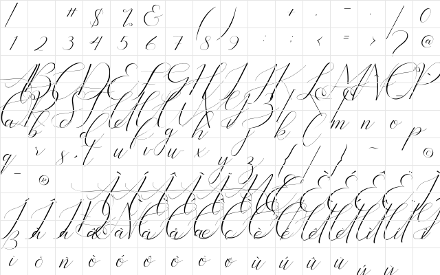 Bathey Regular  glyph index