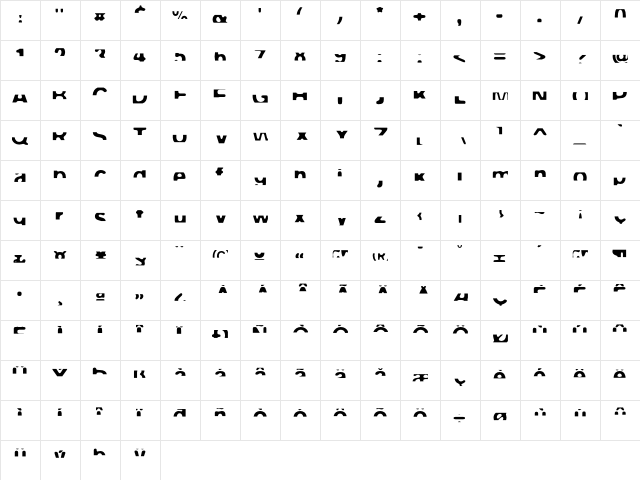 FPeep Regular  glyph index