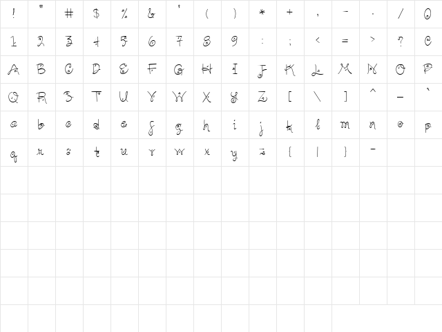 LD Tunes Fancy Regular  glyph index