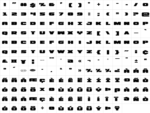 Bummer Expanded Expanded  glyph index
