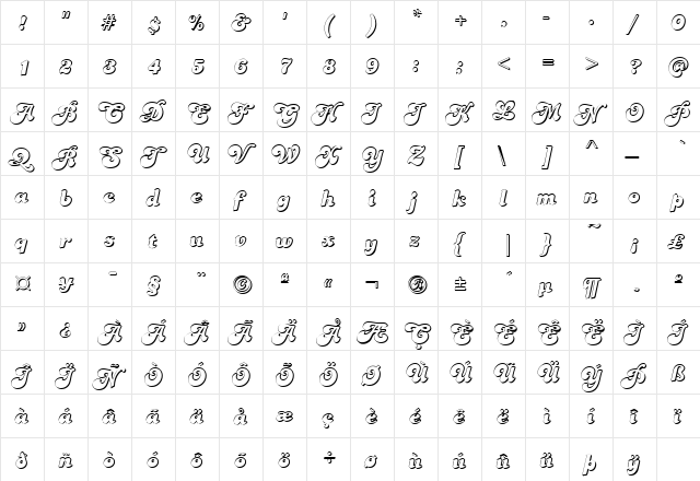 FZ JAZZY 49 3D Normal  glyph index