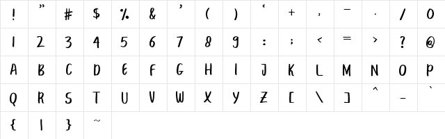 BREAK BEACH Regular  glyph index