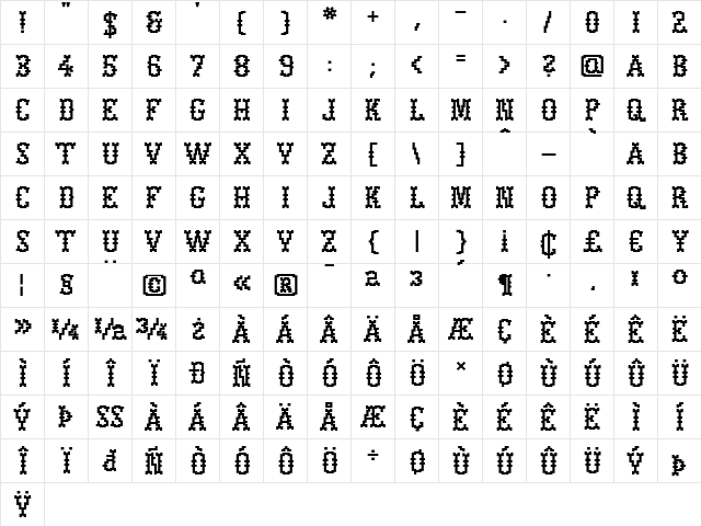 GretelStrong Bold  glyph index