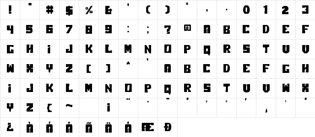 Polar Press Regular  glyph index