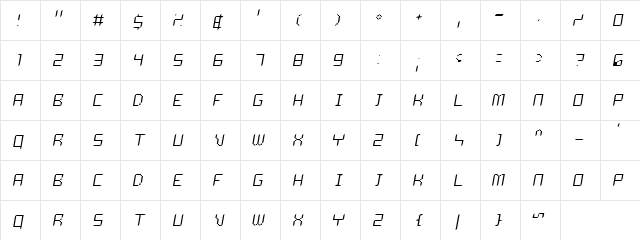 Dalila Light Oblique Regular  glyph index