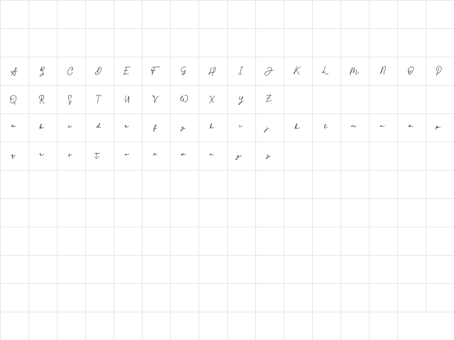 Candid Style Regular  glyph index