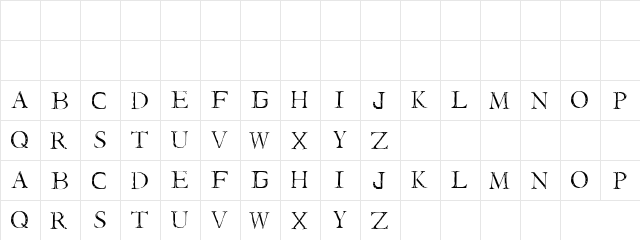 Titanica Regular  glyph index