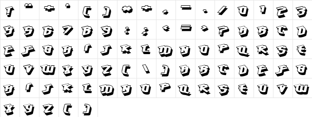 Hawkeye Regular  glyph index