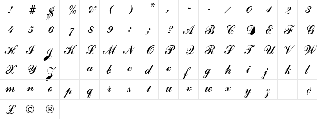 Author Regular  glyph index
