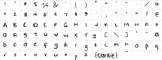 Clarkie 3 Laura Cox Regular  glyph index
