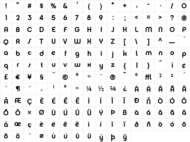 Chalet-NewYorkNineteenSeventy Regular  glyph index