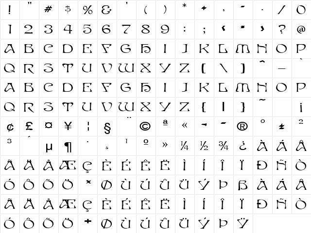 Elves-Extended Normal  glyph index