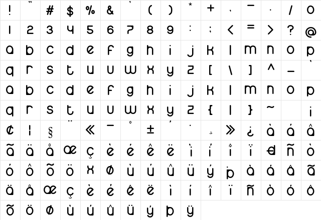 namo Regular  glyph index