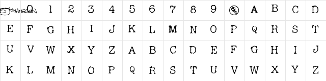 Andreas Typewriter Regular  glyph index