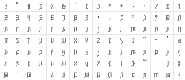 FSB08KlangstripeAl Regular  glyph index
