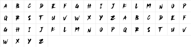 Never Settle Demo Reguler  glyph index