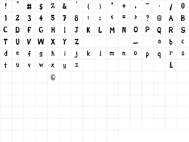 Lyon 1 Regular  glyph index