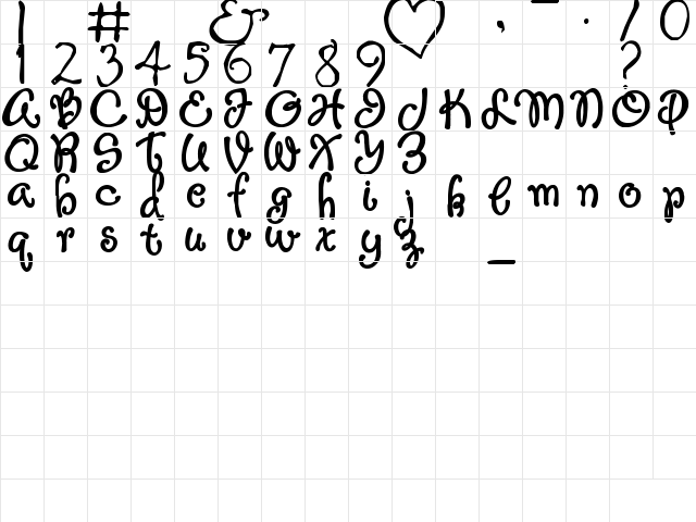 Not His Angel Regular  glyph index