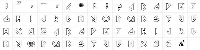 Arkanoid Regular  glyph index
